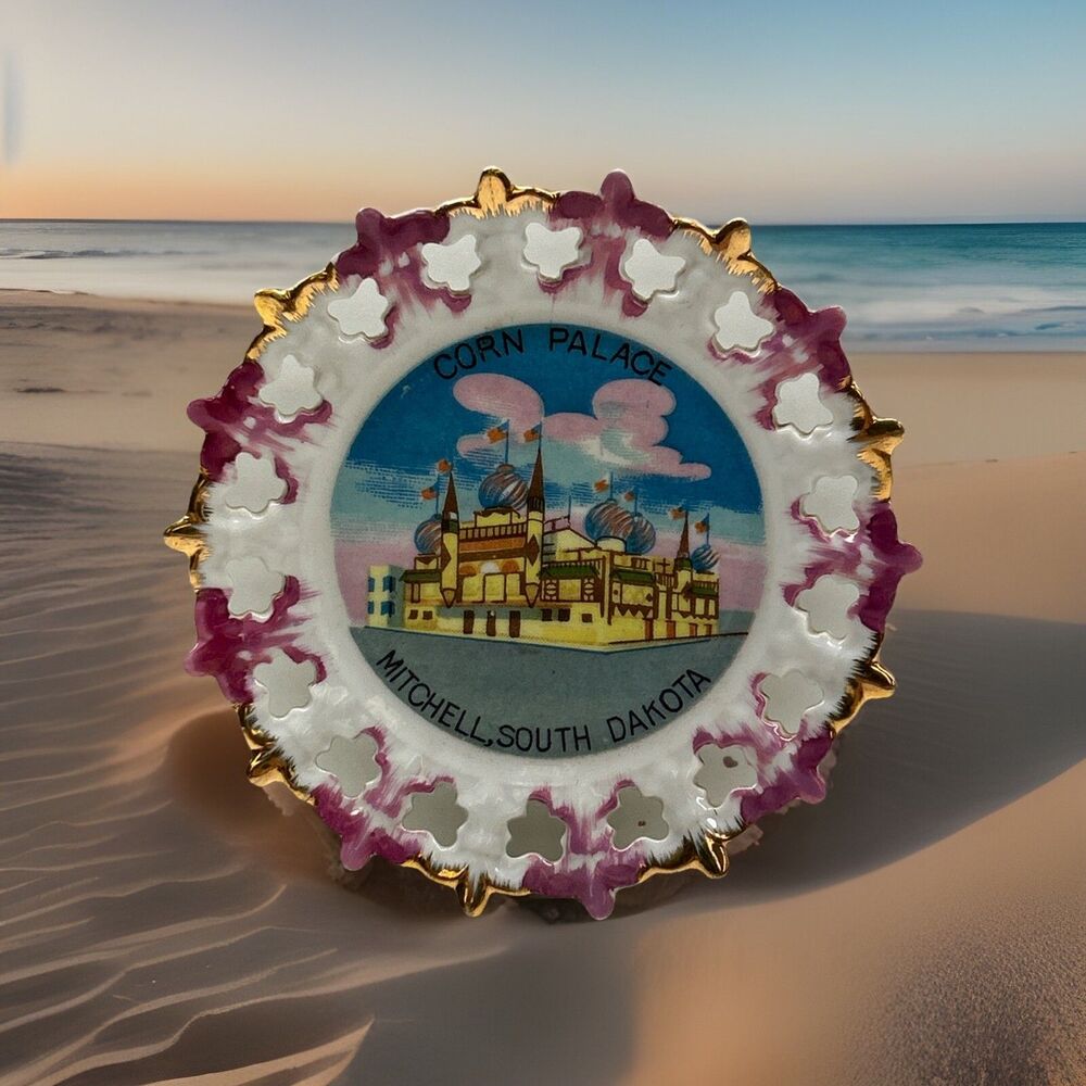 Vintage World’s Only Corn Palace Mitchell South Dakota Ceramic Souvenir Plate 6”